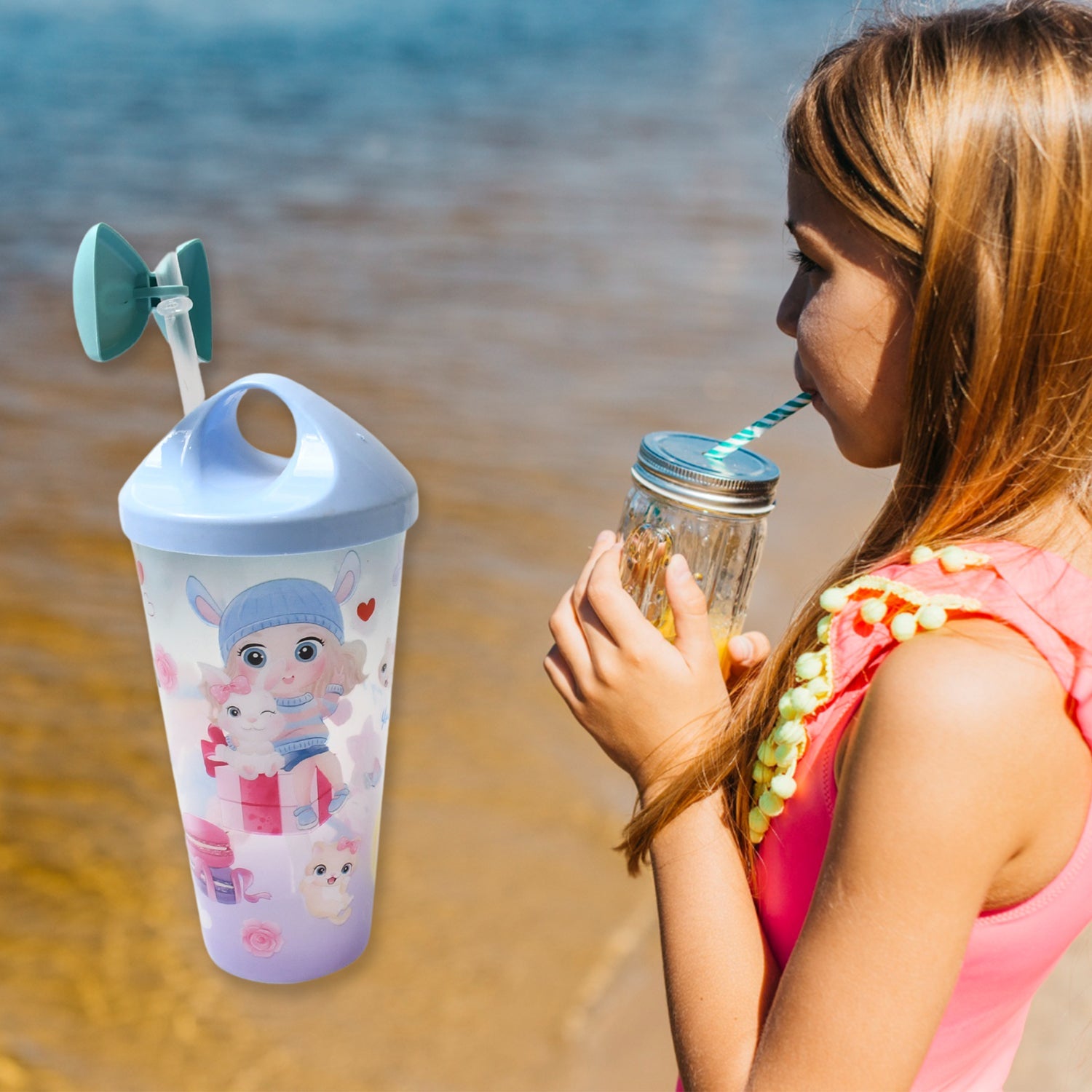 Unicorn Water Bottle with Straw & Lid for Kids (With Light) Unicorn Water Bottle with Straw & Lid for Kids (With Light)